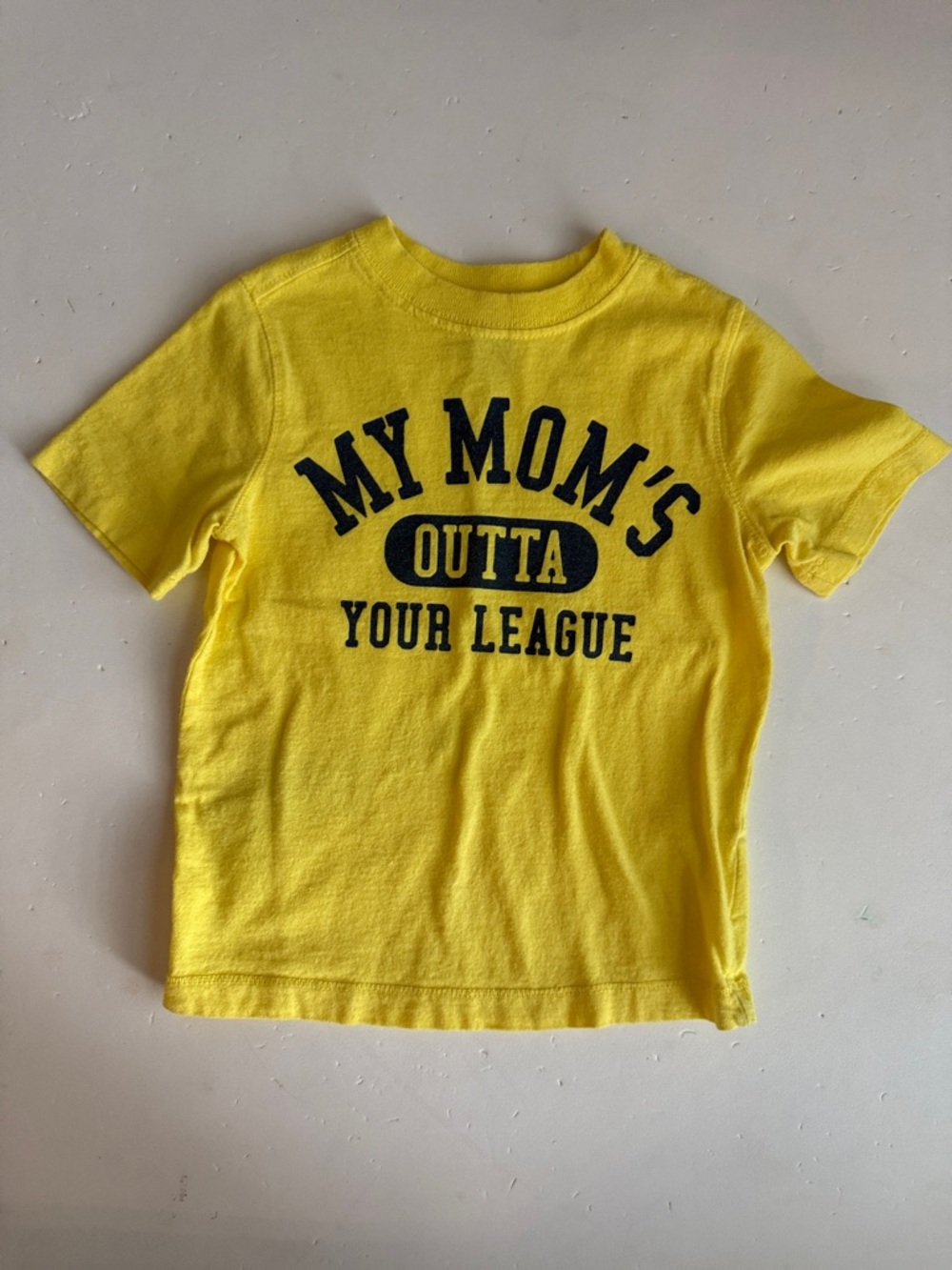 Old Navy Kids Yellow Graphic Tee - "My Mom's Outta Your League" 3T